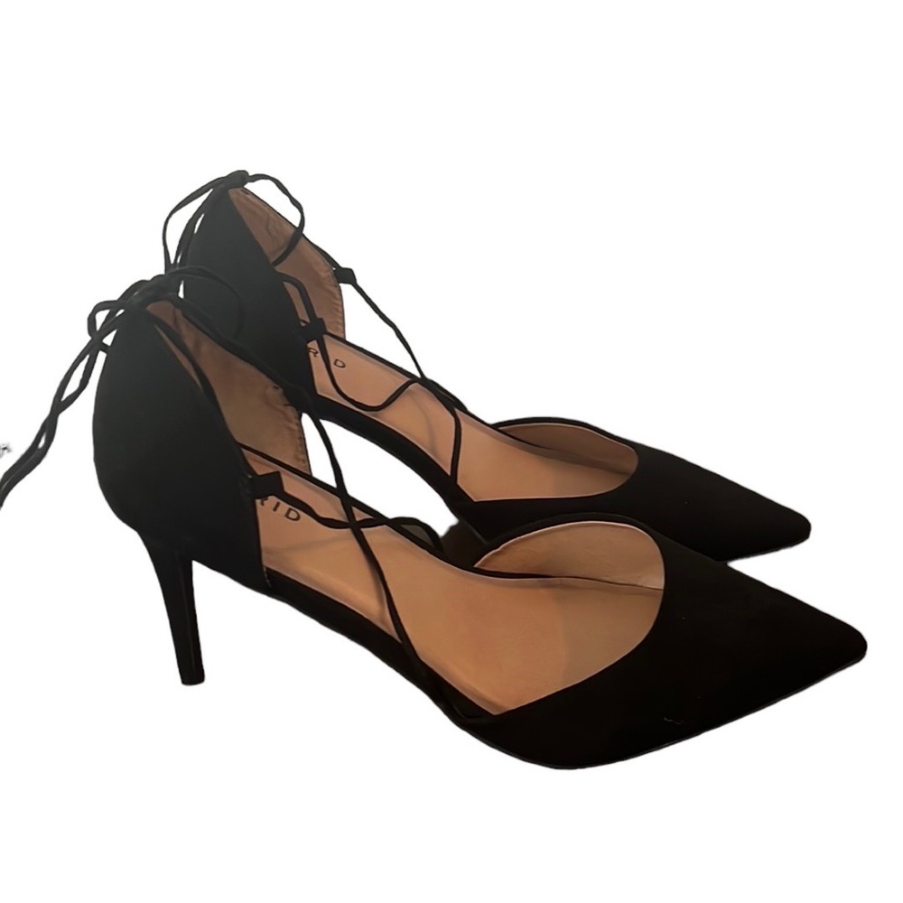 Torrid brand black heels, size 10.5, 3.5inch, ties over your foot/ up the calf.